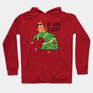 I Do What I Want - Angry Christmas Cat Hoodie